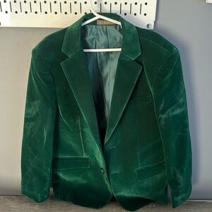 Green boys velvet blazer